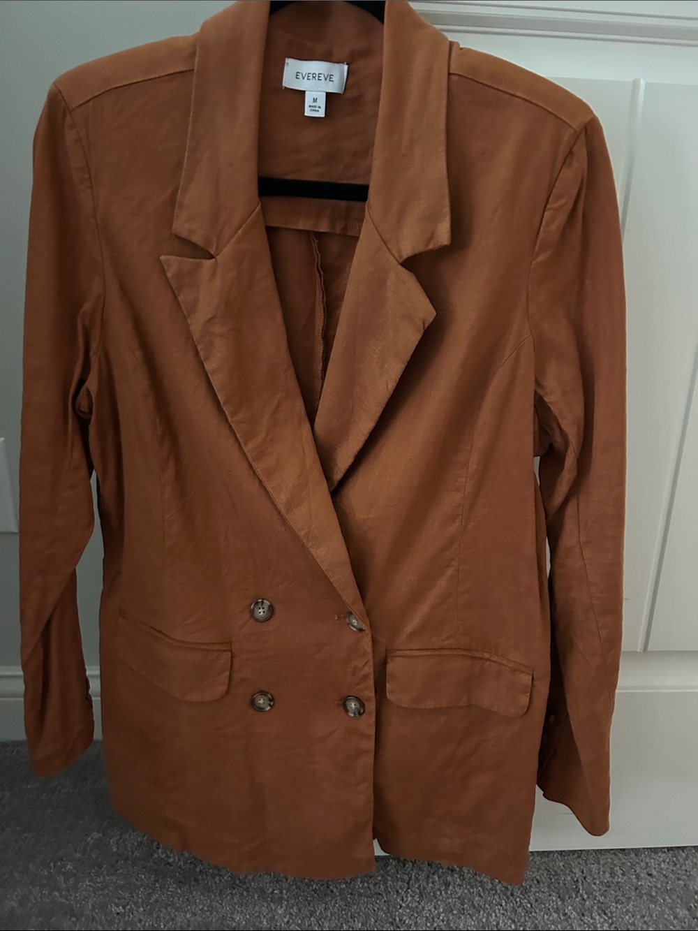 Evereve Women's Double-Breasted Rust-Tone Blazer